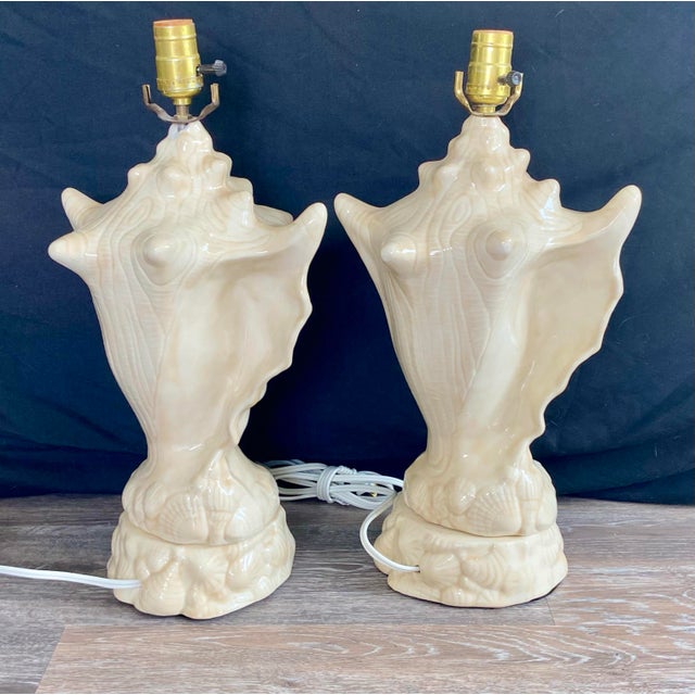Vintage Conch Seashell Shell Table Lamps - A Pair For Sale In Naples, FL - Image 6 of 9