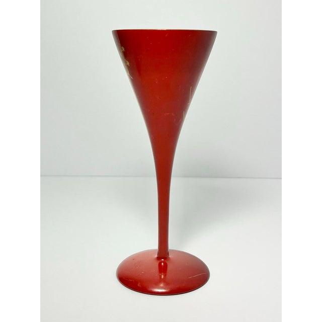Red 1960s Red Gold Urushi Lacquer Onagadori Rooster Sake Cocktail Glasses - Set of 9 For Sale - Image 8 of 12