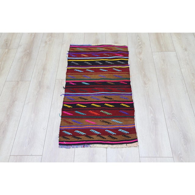 1970s Turkish Oushak Striped Design Colorful Kilim For Sale - Image 9 of 9