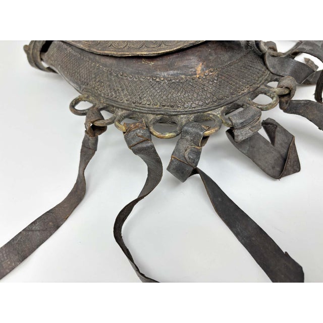 Bronze Antique West African Nupe Cast Bronze Ceremonial Purse with Leather Tassels For Sale - Image 8 of 17