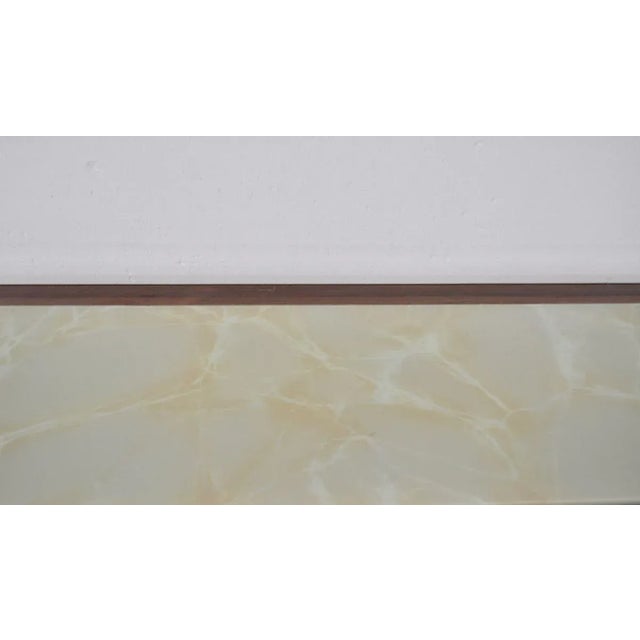 Mahogany, Pearwood, Brass & Marbled Back-Lacquered Glass Top Sideboard with Mirror from F.lli Rigamonti Desio, Milano, 1940s For Sale - Image 16 of 18