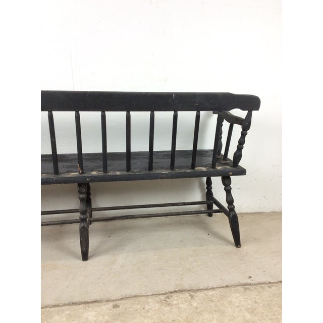 Antique Black Painted Deacons Bench For Sale - Image 15 of 18