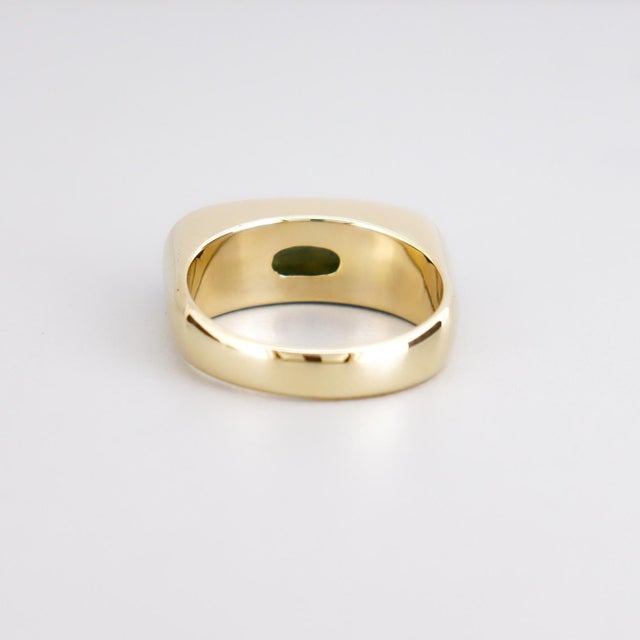 Vintage 14k Gold & Green Jade Cabochon Cocktail Ring For Sale - Image 10 of 15