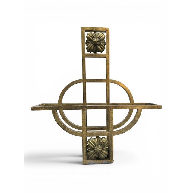 Art Nouveau Gilt Brass Wall-Mounted Magazine Rack, 1910 For Sale - Image 4 of 13
