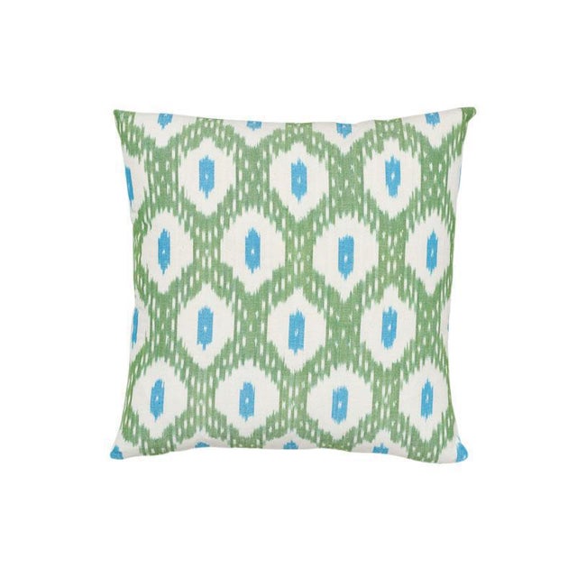 Tribal Schumacher Indio & Presidio Ikat 20" Pillow in Green For Sale - Image 3 of 3