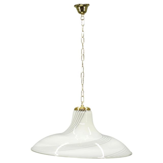 Italian Murano Glass Swirl Pendant Light with Brass, 1970s For Sale - Image 12 of 12