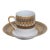 Late 20th Century Yamasen Japan Fine Porcelain Espresso Cup and Saucer 2pc Set Gold Plated For Sale
