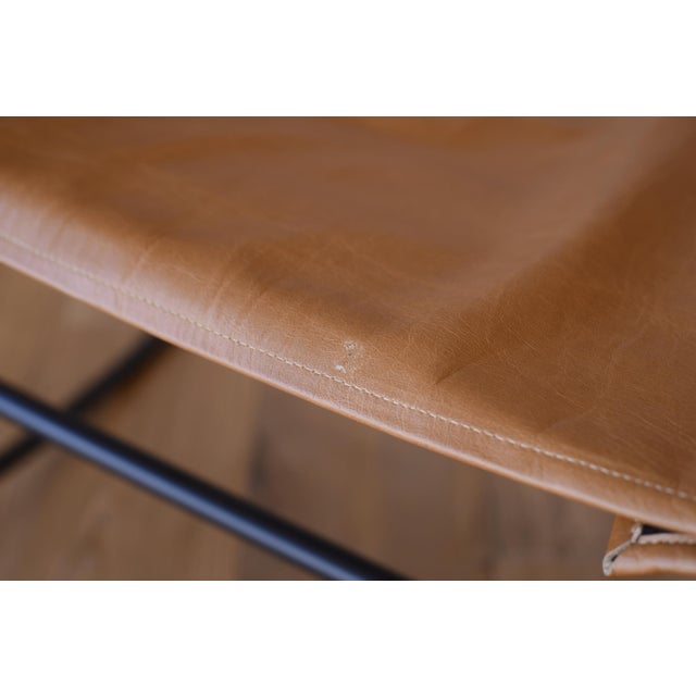 Mid Century Modern Style Metal and Leather Rocking Chair For Sale - Image 12 of 13