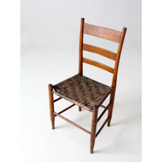 Antique American Splint Weave Seat Chair For Sale - Image 4 of 9