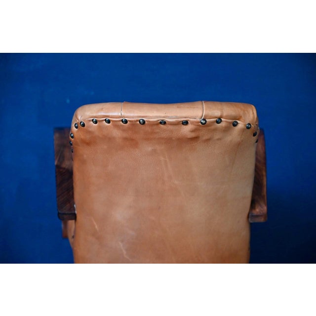 Bridge Chair in Cognac Leather, 1930s For Sale - Image 13 of 14