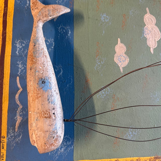 Vintage 1982 Curtis Jeré Wood & Metal Diptych Wall Sculptures - "The Schooner" & "Breaching Whale" Pair With Original Artisan House & Raymor Tags For Sale - Image 11 of 12