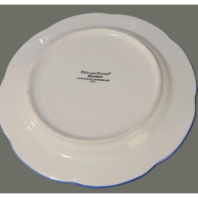 Fitz and Floyd Fitz & Floyd 4 Hand Painted "Ricamo" Rooster Salad Dessert Luncheon Plates For Sale - Image 4 of 7