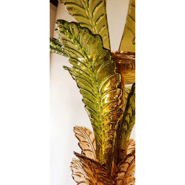 Metal Palm Tree Floor Lamps in Brass & Murano Glass, Set of 2 For Sale - Image 7 of 17