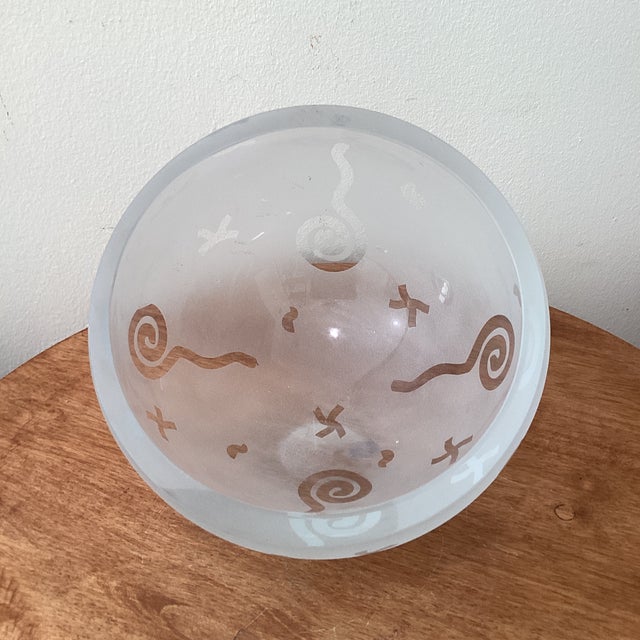 Vintage Frosted Modern Robert McCandless Etched Art Glass Bowl For Sale - Image 12 of 12