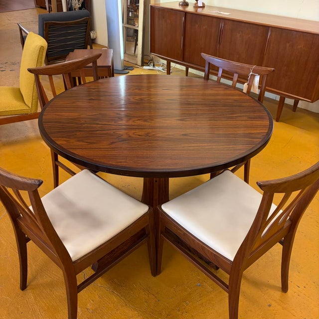 Gudme Danish Small Round Rosewood Dining Table With Leaf For Sale - Image 11 of 16