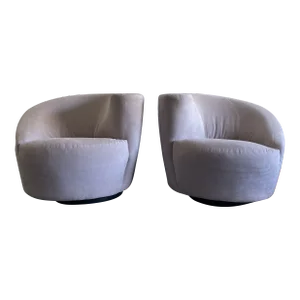 1990s Vladimir Kagan Corkscrew Swivel Chairs for Directional, Unmarked - a Pair