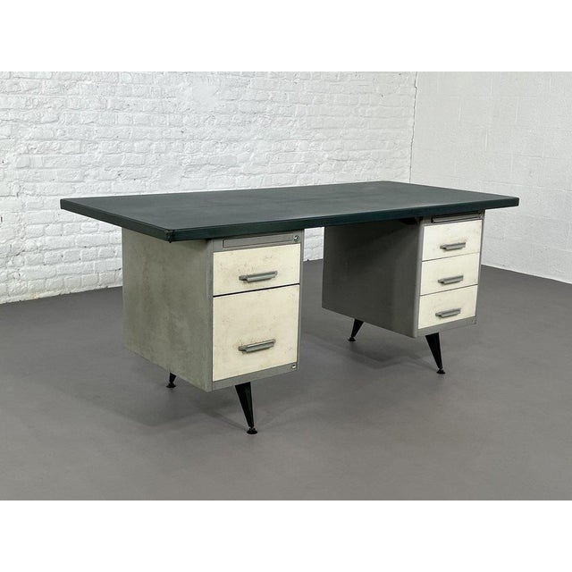 Industrial Vintage Metal Desk by Behin Edition, 1950s For Sale - Image 3 of 10
