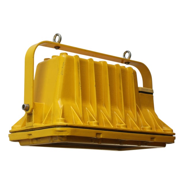 Yellow Cast Iron Clear Glass Airport Light For Sale