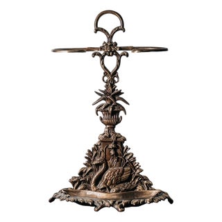 Vintage Art Nouveau Brass Umbrella Stand, France, 1960s For Sale