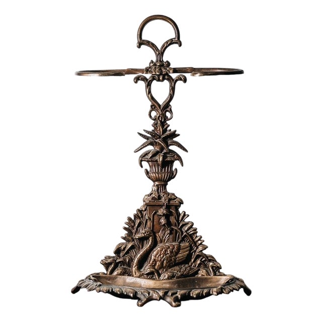 Vintage Art Nouveau Brass Umbrella Stand, France, 1960s For Sale