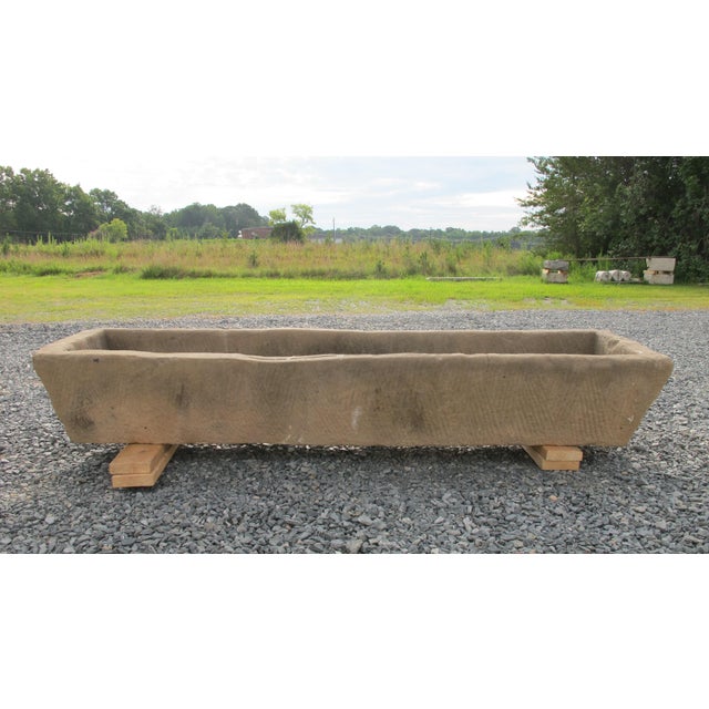 87" Inch Long Hand Chiseled Stone Trough 65 For Sale - Image 11 of 12