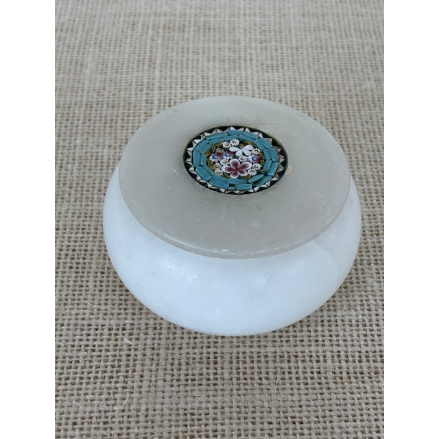 Antique Micro Mosaic Grand Tour Italian Alabaster Lidded Jar / Box For Sale - Image 4 of 9