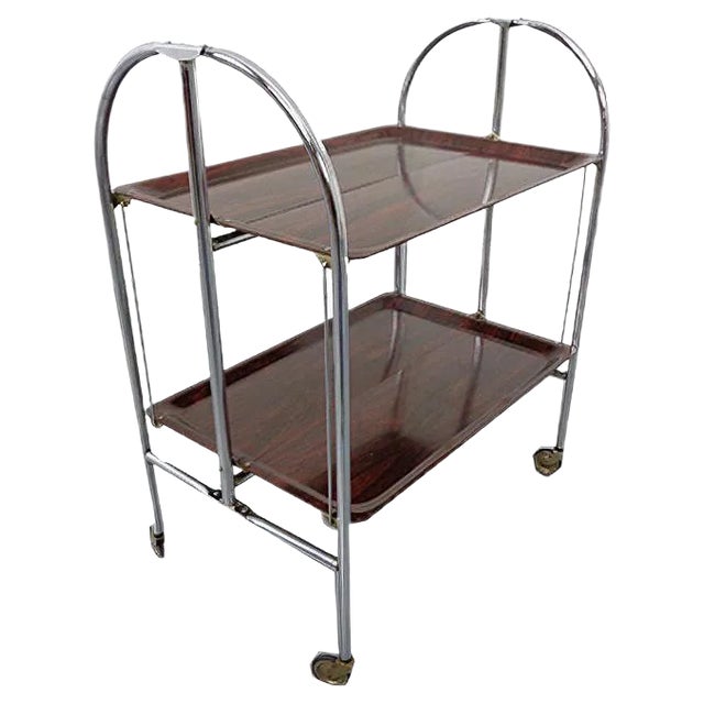 Vintage Optic Rosewood Pressalit Tea Cart, 1970s For Sale