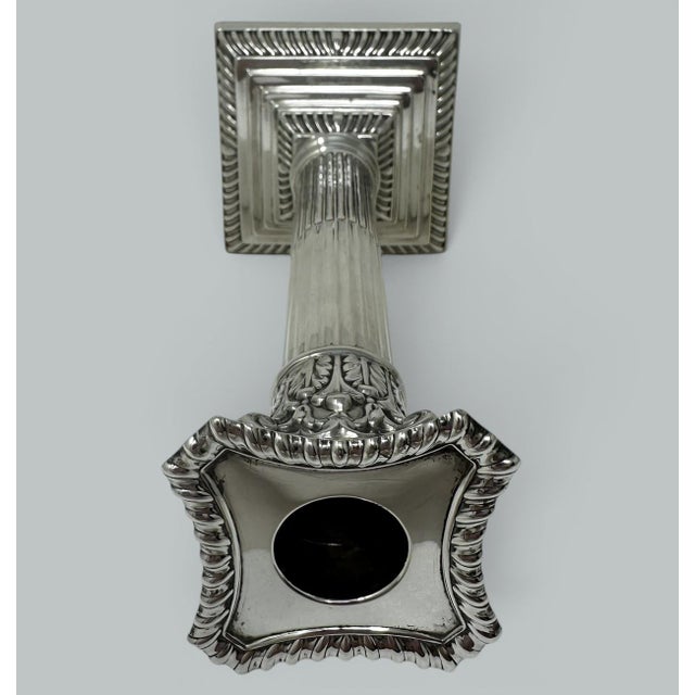 English Antique Vintage English Sterling Silver Candlestick Candelabra Corinthian Column For Sale - Image 3 of 8
