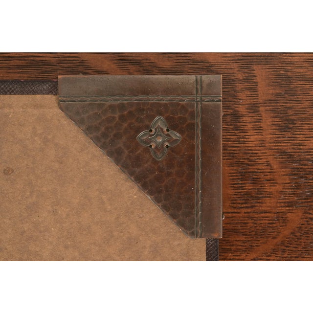 Metal Roycroft Arts & Crafts Hammered Copper Quatrefoil Blotter Corners With Desk Blotter For Sale - Image 7 of 11