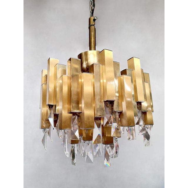 Vintage Pure Brass Chandelier Hanglamp Lamp in Lumica, 1970s For Sale - Image 6 of 6