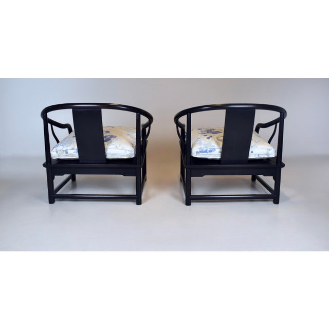 1960s Solid Ebony Chinoiserie Lounge Chairs Baker Furniture For Sale - Image 11 of 14