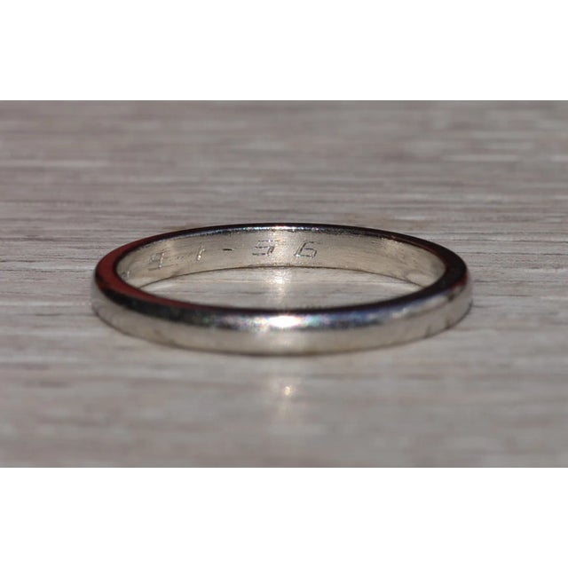 The Preston: Antique Platinum Wedding Band For Sale - Image 4 of 7