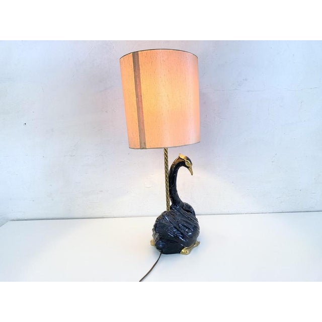 Sculpable Ceramic Table Lamp with Swan by Ceramiche Zanotto, Bassano, 1960s For Sale - Image 4 of 18