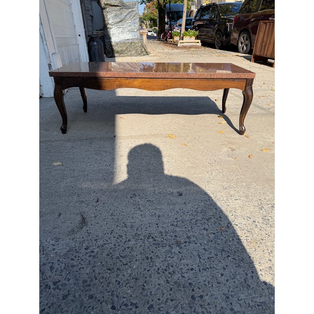 Vintage French Provincial Coffee Table With Granite Top and Cabriole Legs For Sale - Image 9 of 9