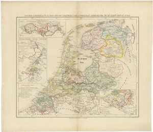 Antique Map of the Netherlands in 1740 by Mees, 1857