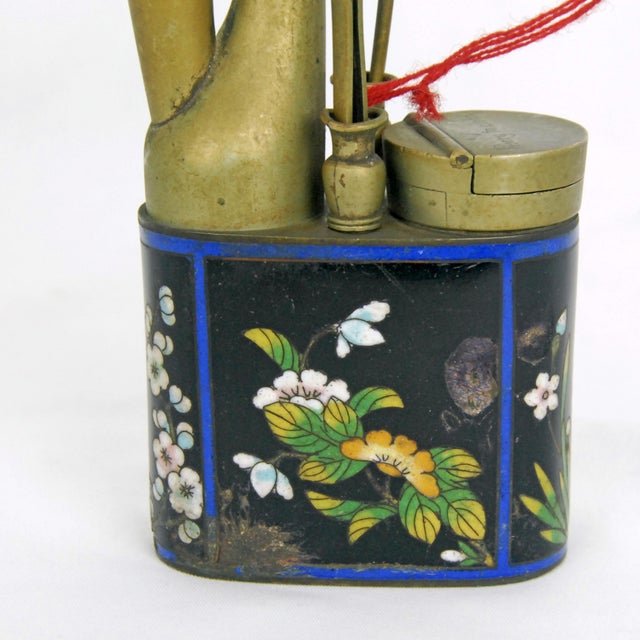Metal Chinese Cloisonne Pipe With Script and Fittings Late 19th Century For Sale - Image 7 of 17