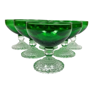 Forest Green Anchor Hocking Sherbet Cira 1950’s - Set of 8
