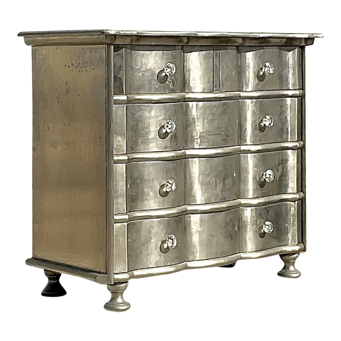 Early 20th Century Boho Wave Front Silver Leaf Dresser | Chairish