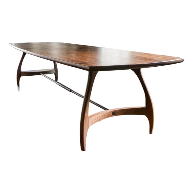 Sculptural Mid-Century Walnut Dining Table For Sale