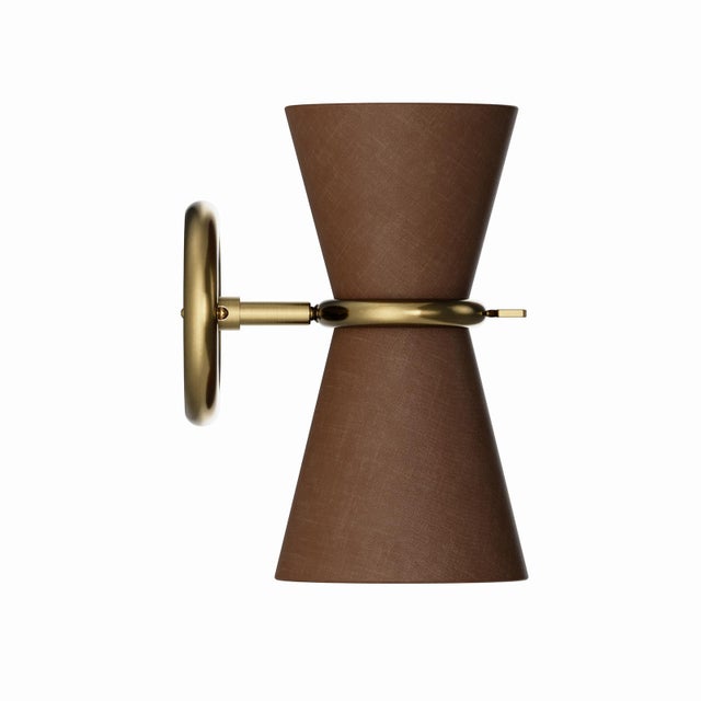 Regina Andrew Gable Sconce, Antique Natural Brass with Russet Shade For Sale - Image 4 of 5