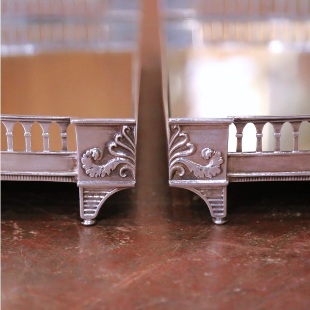 Mid 19th Century 19th Century French Silvered Bronze & Mirrored Two-Piece "Surtout De Table" For Sale - Image 5 of 8