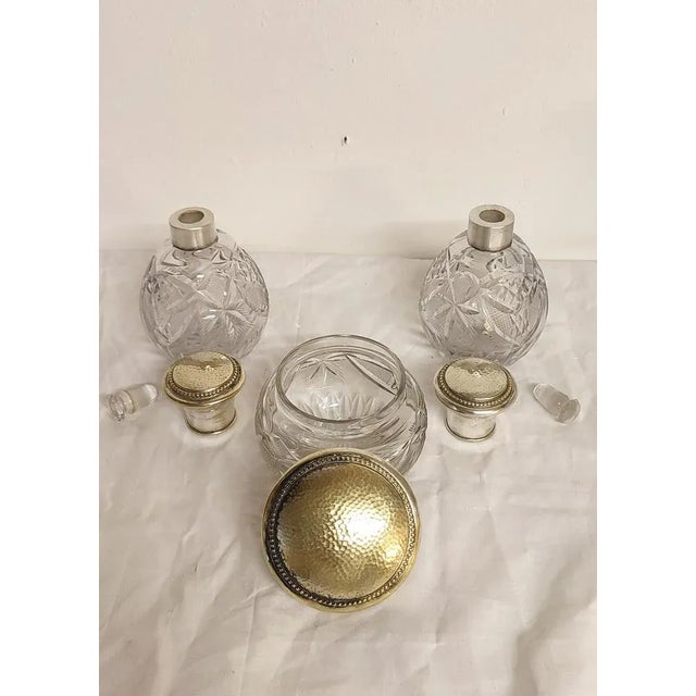 French Crystal Bathroom Set, 1940s, Set of 3 For Sale - Image 9 of 14