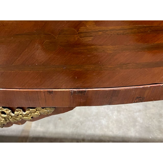 Early 20th Century Louis XV Style Demi Lune Marquetry Commode With Marble Top For Sale - Image 10 of 12