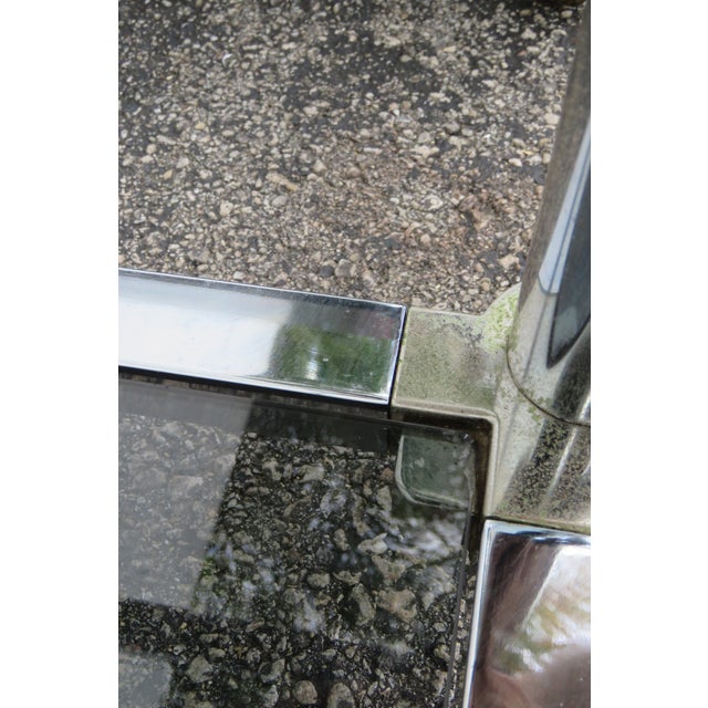 Hollywood Regency Chrome Glass Top Side Tables a Pair 6256 For Sale - Image 9 of 16