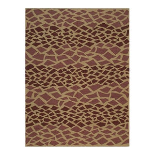 6x8 Purple Flat Weave Wool Fractured Mosaic Geometric Modern Carpet Rug For Sale