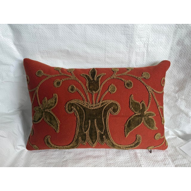 Crafted from an authentic 18th Century Italian Florentine velvet fragment, this decorative pillow represents the refined...