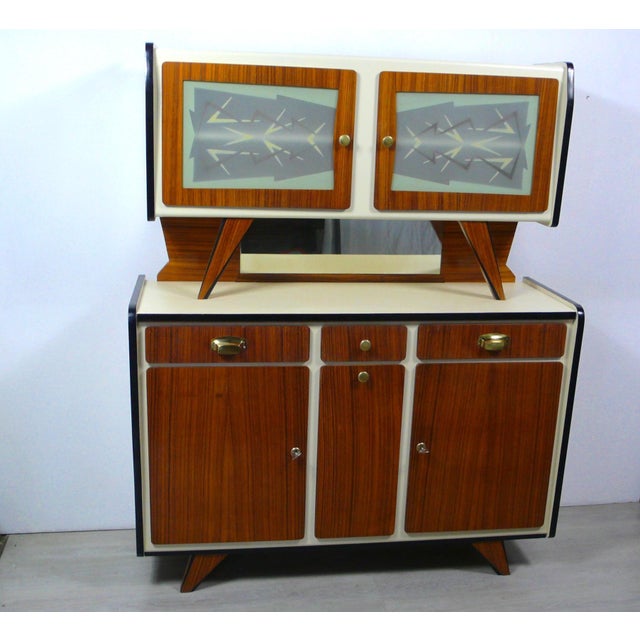 Mid-Century Modern Kitchen Cupboard Angled Shape in Wood and Veneer, 1950s For Sale - Image 6 of 6