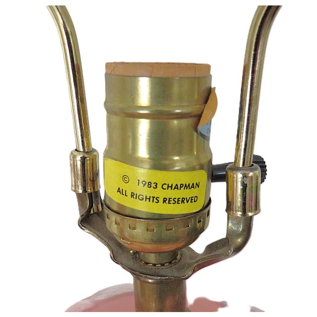 1980s Pair of Pink Chapman Lotus Flower Table Lamps Post Art Nouveau Deco For Sale - Image 5 of 7