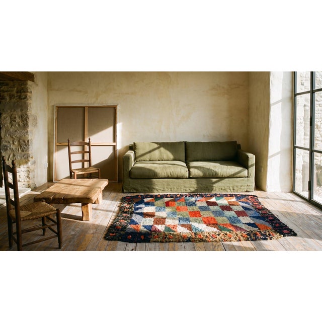 1890s Multicolor Geometric Antique American Hooked Rug 2'10" X 3'8" Knotted Wool Carpet For Sale - Image 13 of 14