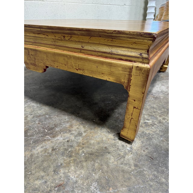 Gold Vintage Gold Leaf Asian Style Coffee Table For Sale - Image 8 of 11